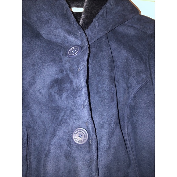 Denim & Co Navy Faux Suede Parka - Picture 3 of 8